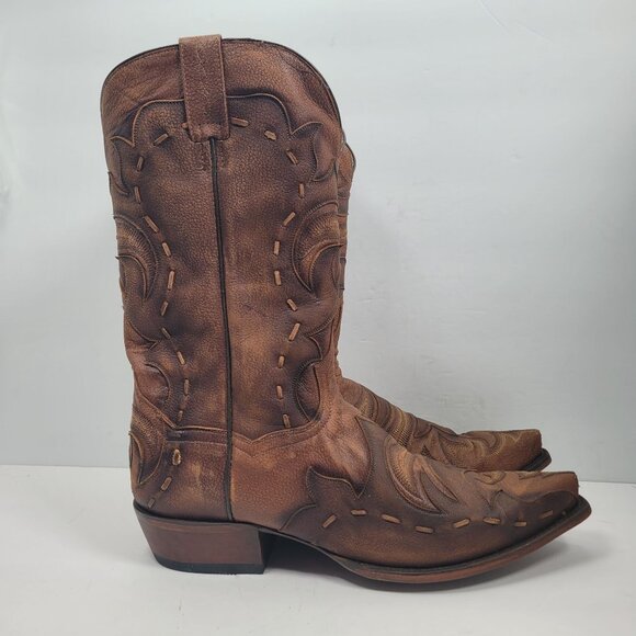 Dan Post Men's Brown Racer Leather Western Boots DP2571 US Size 13D - Picture 2 of 12